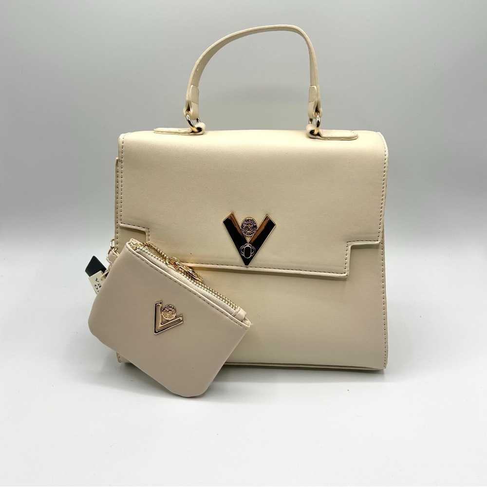 Valentino Orlandi Cream Satchel with Gold Hardware